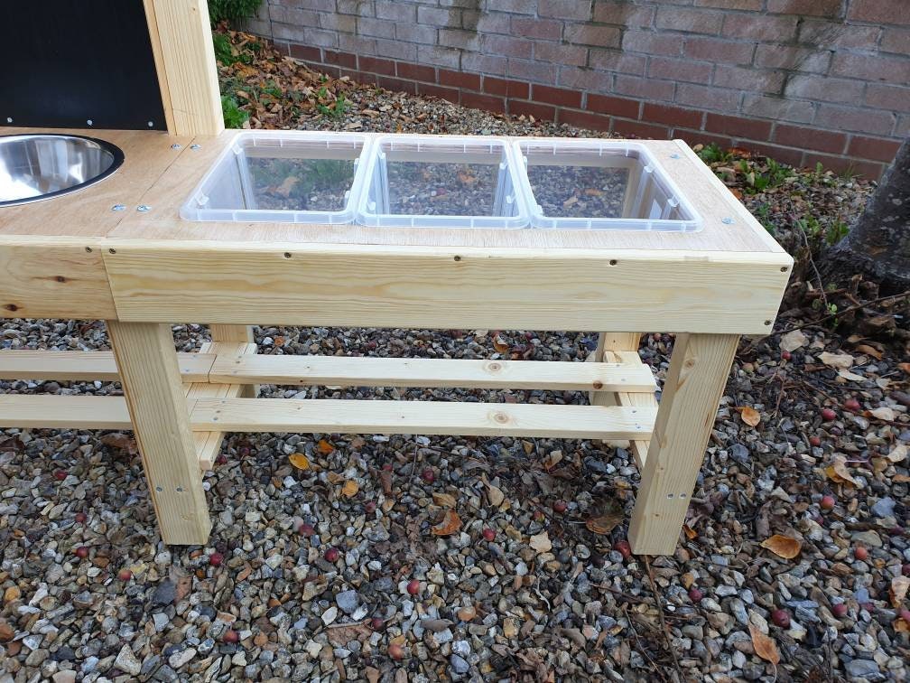 Sensory activity centre mud kitchen with hobs blackboard water run and messy play station